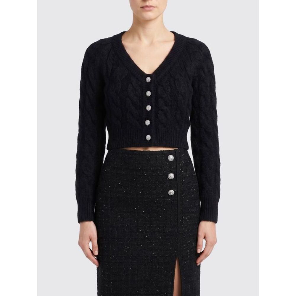 Alessandra Rich Women Cropped Mohair Wool Cardigan Alessandra Rich